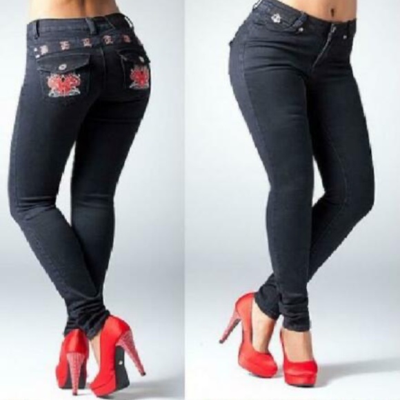 NEW Y2K Dereon Black LOGO Beyonce Stretchy Soft Stretch Jegging pants… - Picture 3 of 17